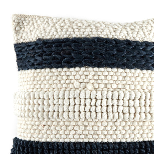 Textured Stripe Pillow Navy, Natural