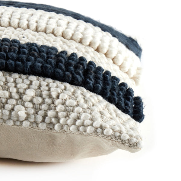 Textured Stripe Pillow Navy, Natural