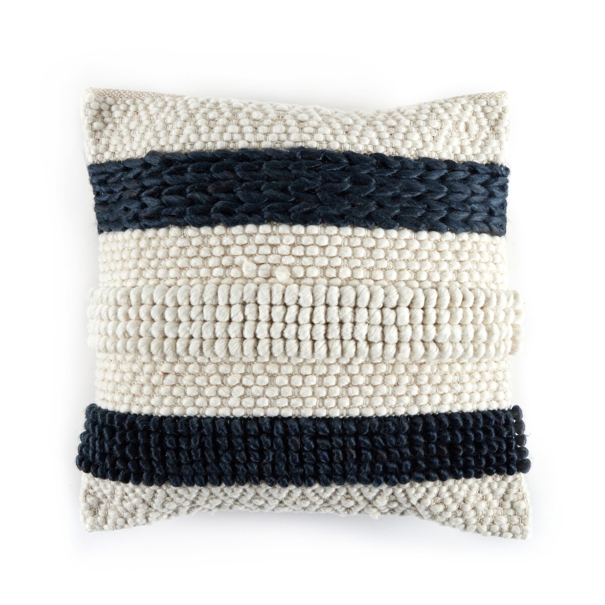 Textured Stripe Pillow Navy, Natural