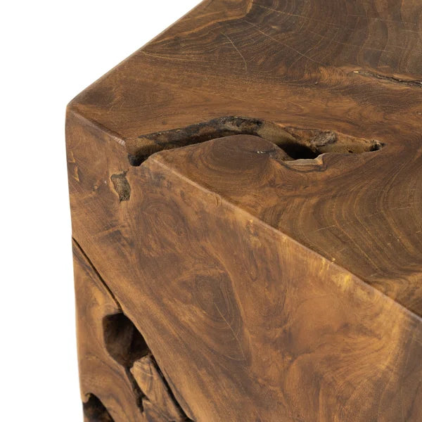 Teak Square Stool Aged Natural Teak