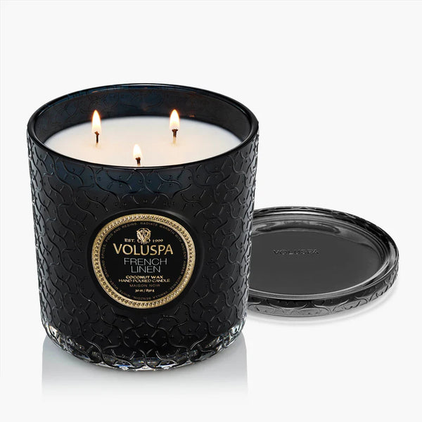 French Linen Candle Boxed Luxe