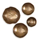 Lucky Coins Indoor-Outdoor Metal Wall Decor, Brass, S/4