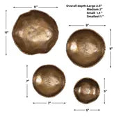 Lucky Coins Indoor-Outdoor Metal Wall Decor, Brass, S/4