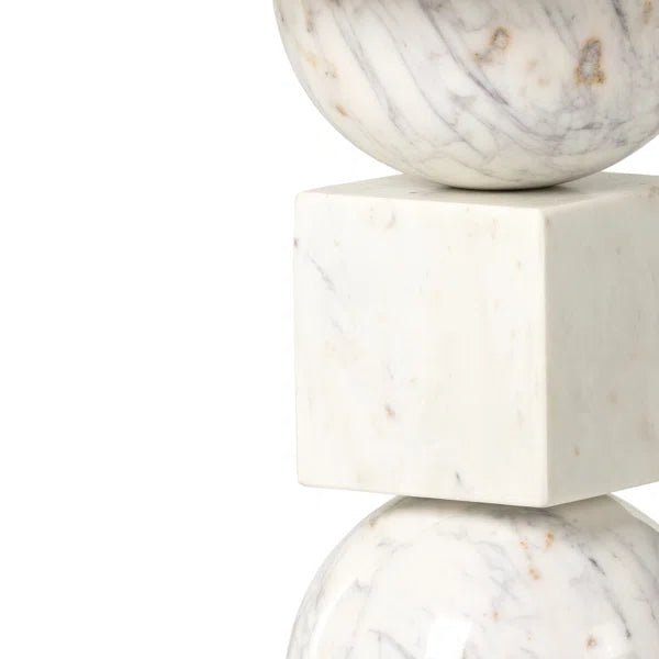 Neda End Table Polished White Marble