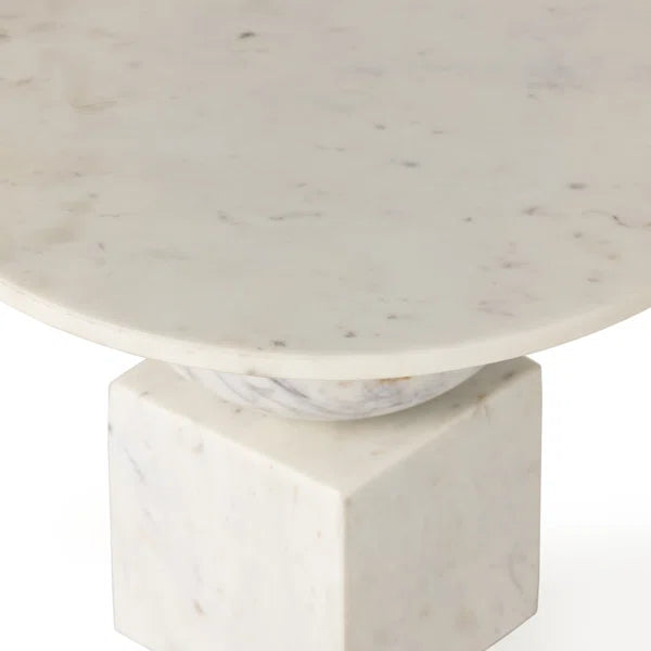 Neda End Table Polished White Marble