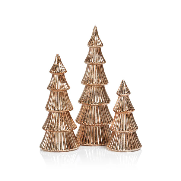 LED Ribbed Antique Tree  Rose Gold S