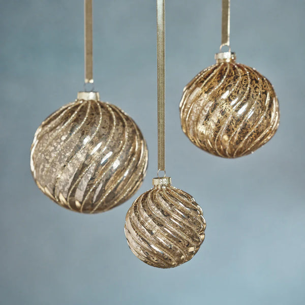 Antique Swirl with Glitter Glass Ball Ornament