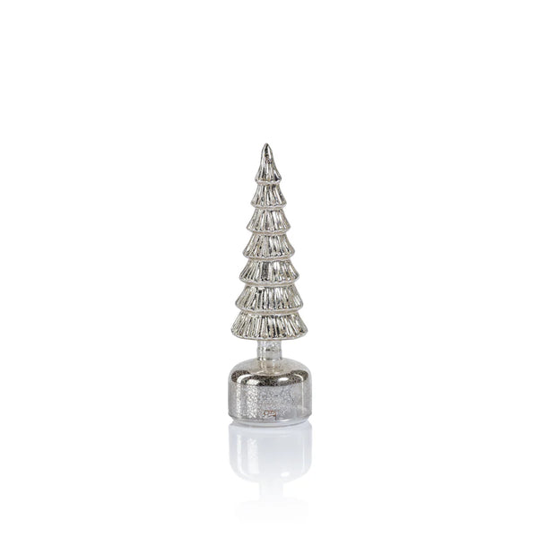 Alpine Rotating LED Tree Antique Silver Short