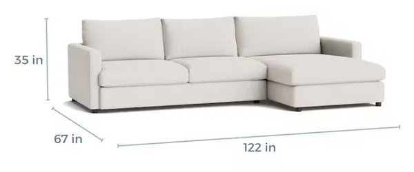 Allure Bench Seat Right  Chaise Sectional  Dove