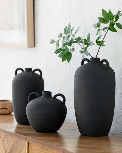 Acanceh Vase  Black Mate Set/3