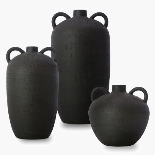 Acanceh Vase  Black Mate Set/3