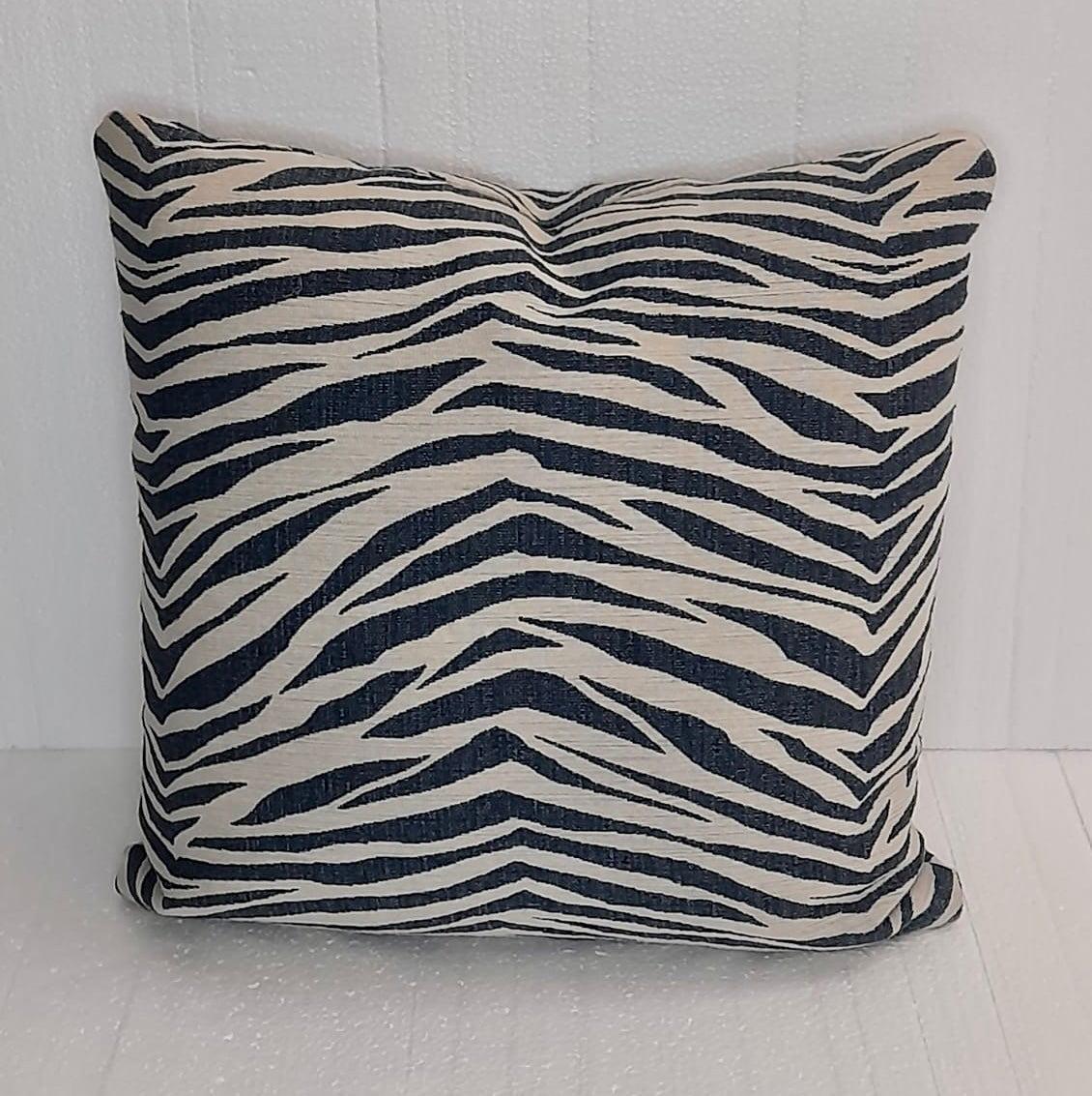 Zebra Blue and Ivory Pillow