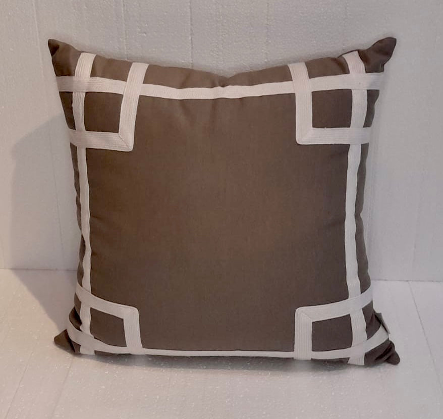 Rio Taupe and White Pillow