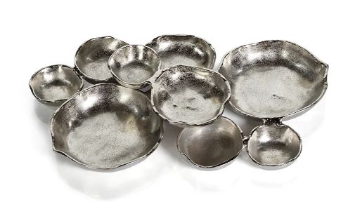 Cluster of Nine Serving Bowls Nickel