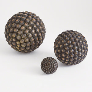 WOODEN ORBS-WEATHERED CHARCOAL