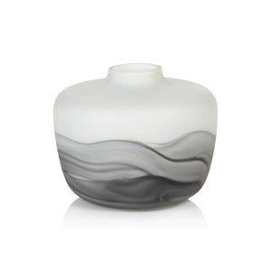 White and Gray Lava Glass Vase